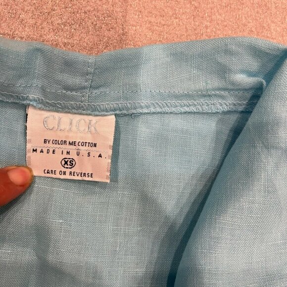 [XS]Click By Color Me Cotton Light Blue Cowl Neck Tunic Linen Top Blouse NWOT - Picture 5 of 9